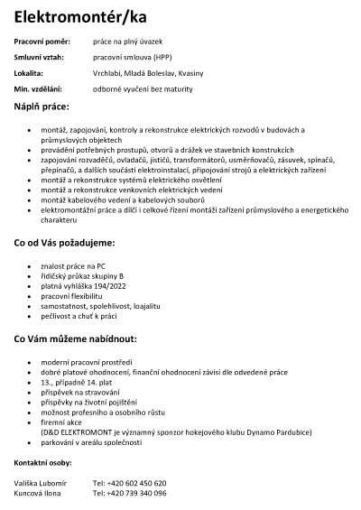 Elektromontér/ka